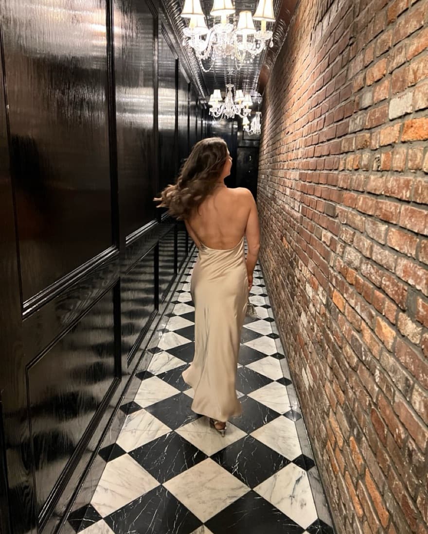 Gold Satin gown - Image 2
