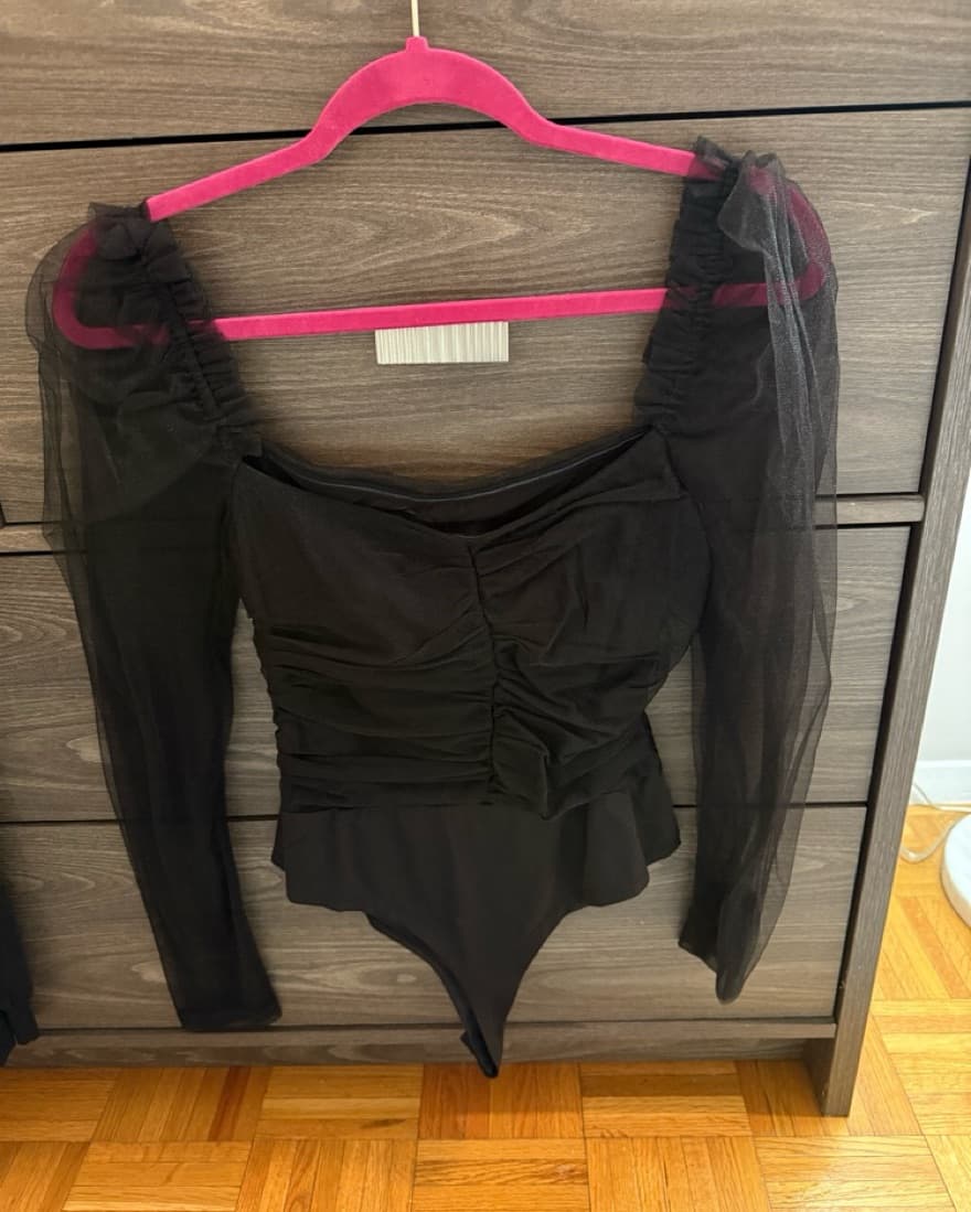 Long Sleeve Sheer Sleeve Bodysuit - Image 3