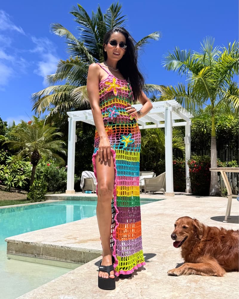 Vibrant Crocheted Maxi Dress - Image 1