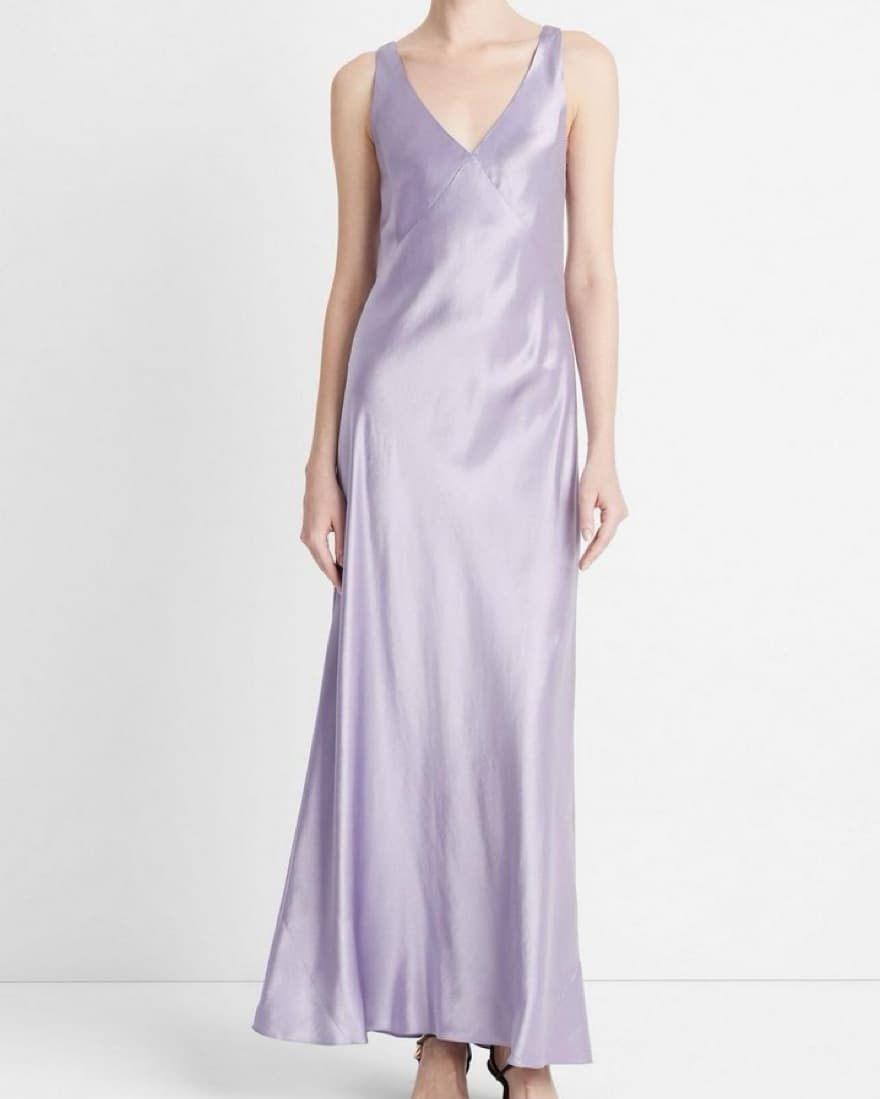 Vince Satin V-Neck Bias Maxi - L - Image 1