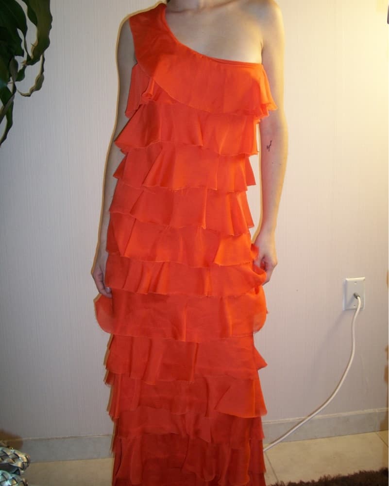 Vibrant Ruffled One-Shoulder Maxi Dress - Image 1