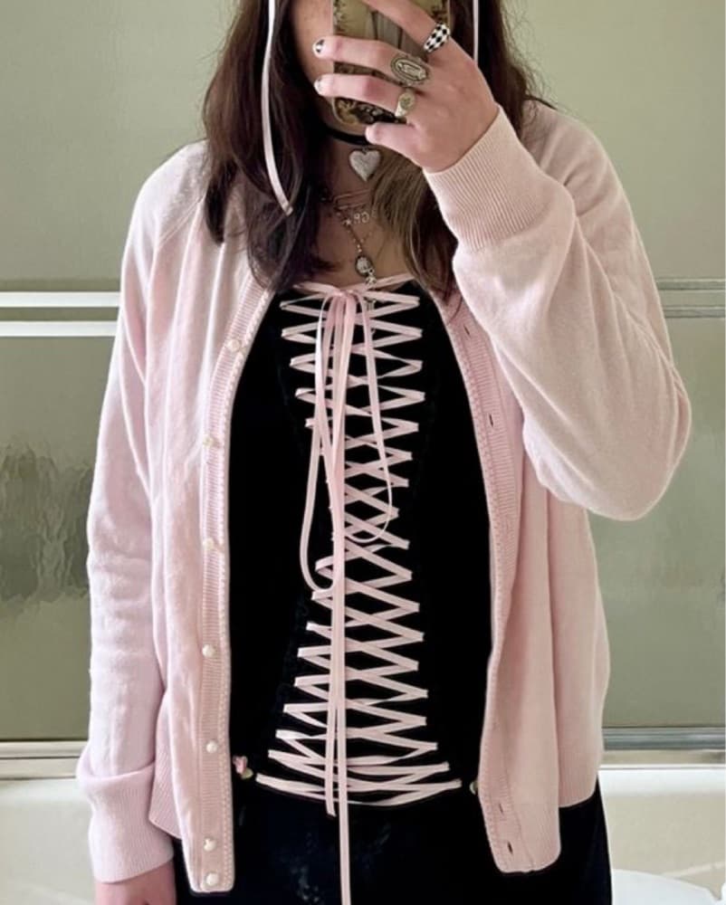 Lace Up Long Sleeve Black Going Out Top - Image 6