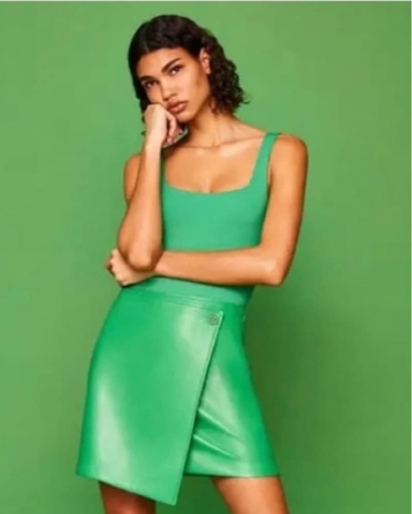 Aritzia Green Faux Leather Skirt  - Image 1