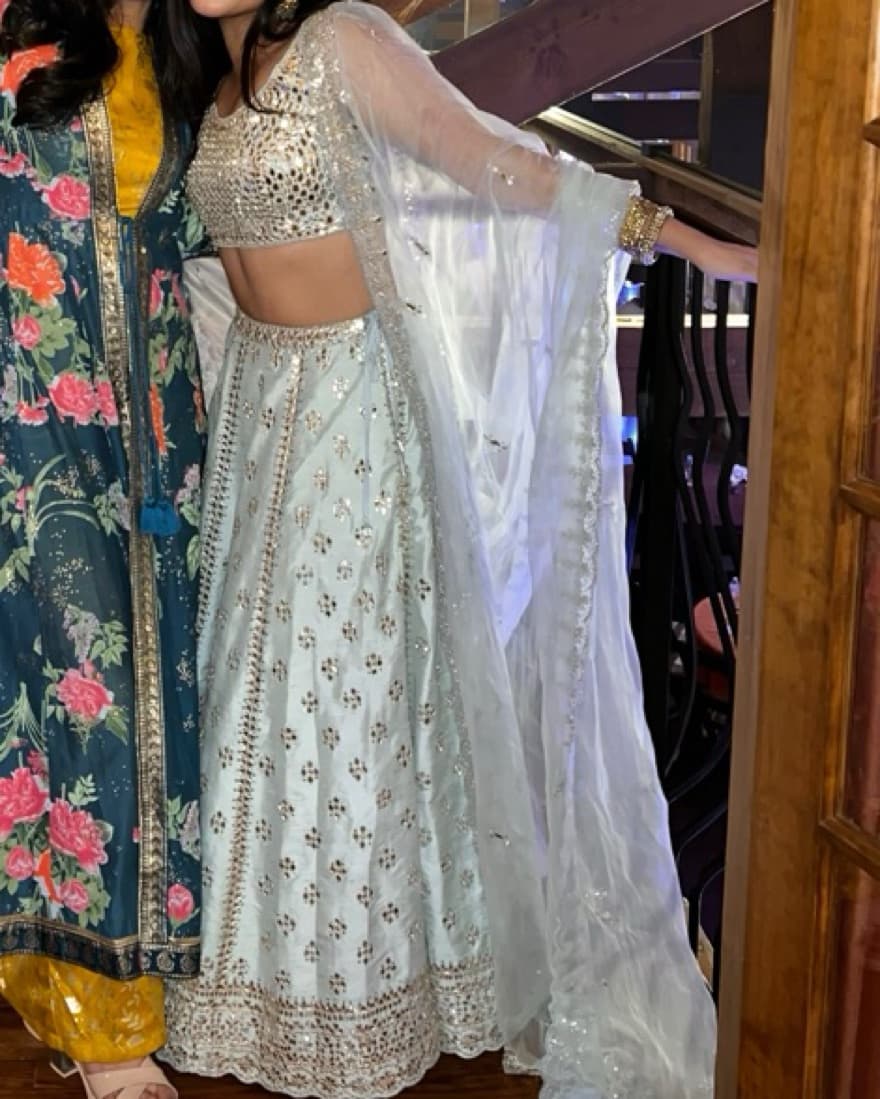 Seema Gujral Light Blue Indian Lehenga - Image 5