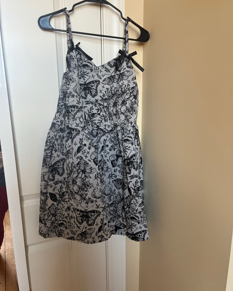 Butterfly Black And White Midi Dress - Image 1