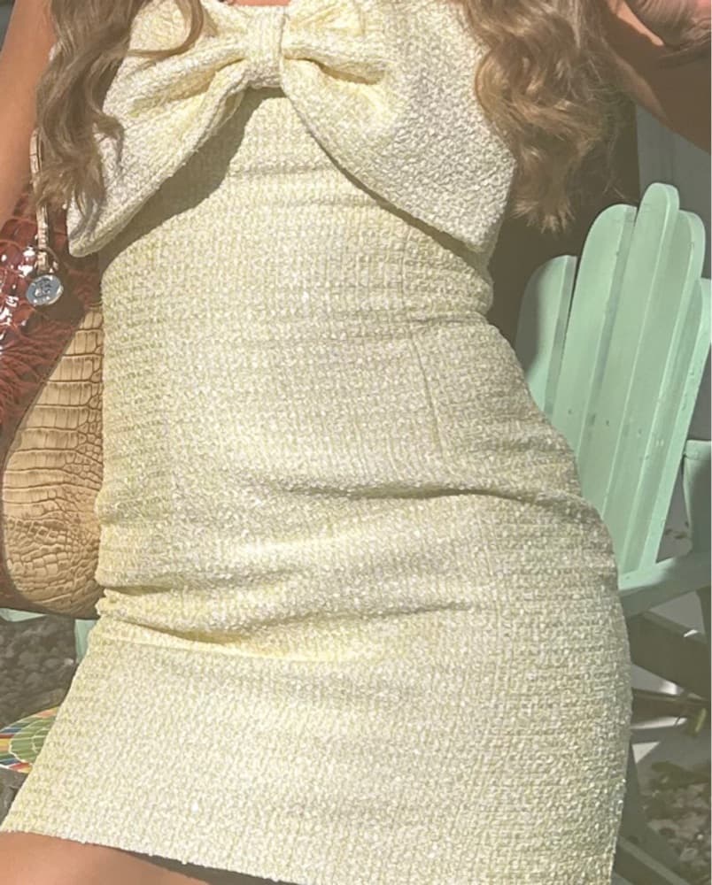 Yellow Sequin Bow Dress  - Image 1