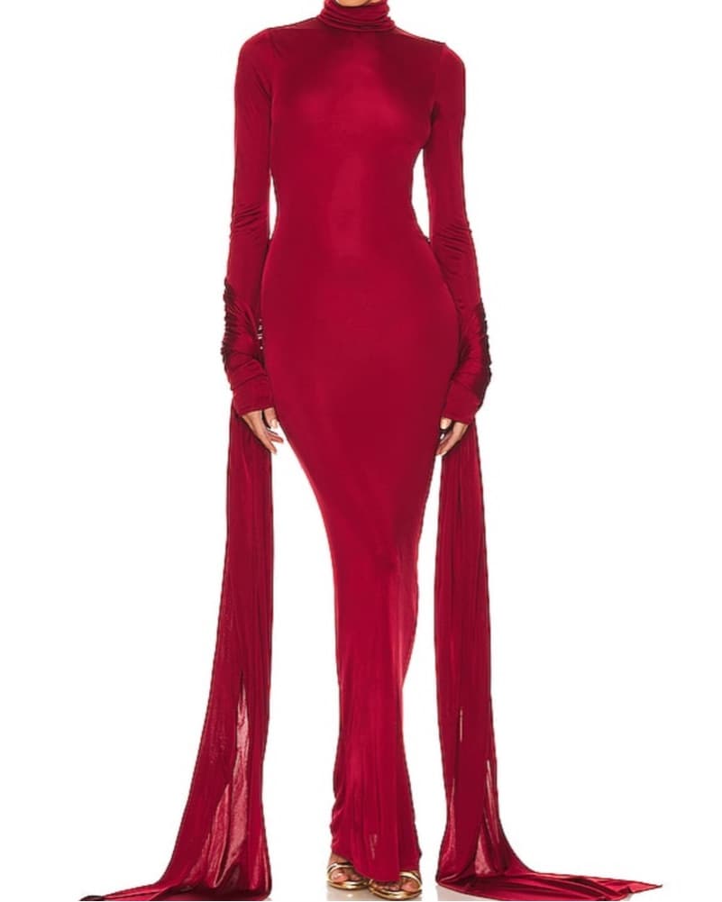 Helsa Jersey Sarong Maxi Dress - Red - Image 2