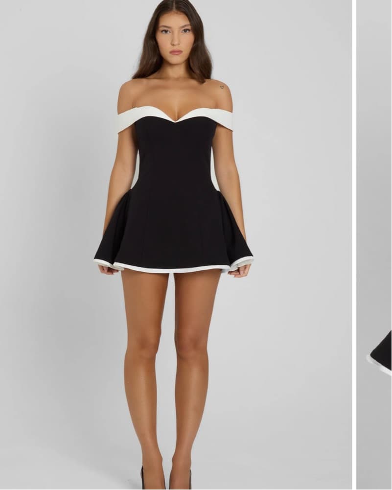Leau Black & White Strapless Mini Dress - Image 1