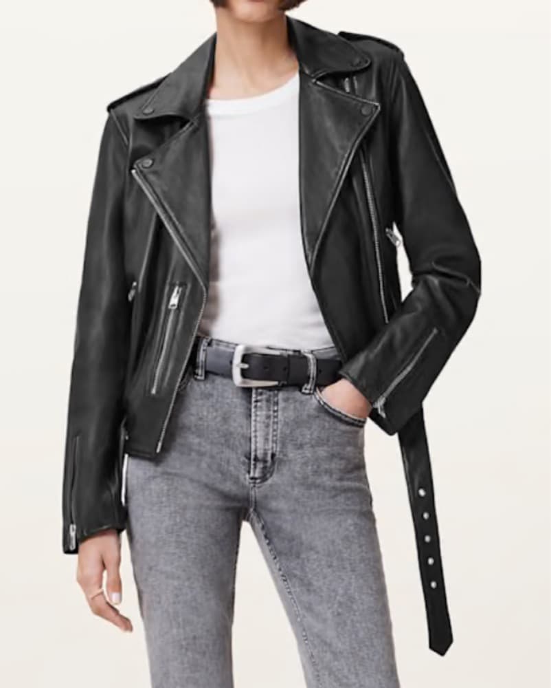Allsaints Biker Leather Jacket Size 4 - Image 3