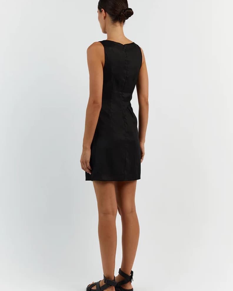 Dissh Leilani Black Linen Mini Dress - Image 3
