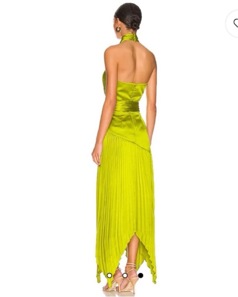 AMUR Green Dixon Halter Pleated Dress 0 - Image 2