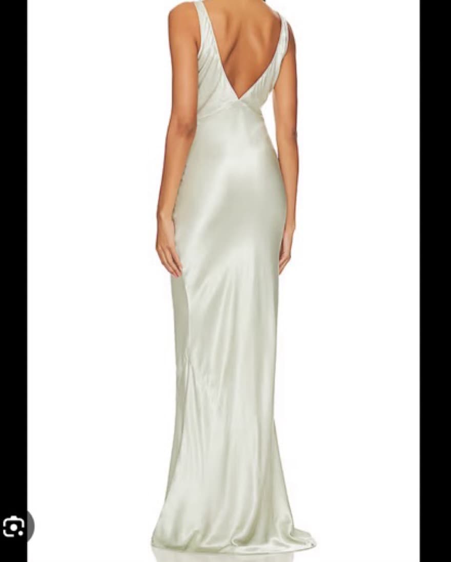 Sage Satin formal dress - Image 2