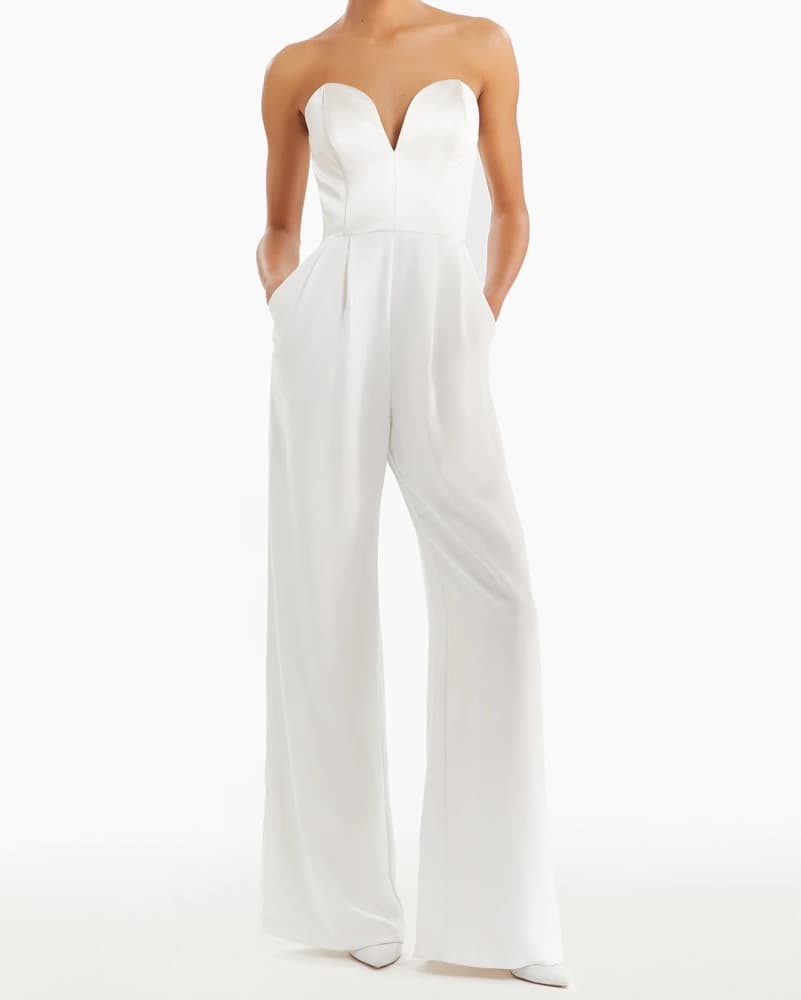 Ivory Strapless Wide Leg Jumpsuit - Image 1