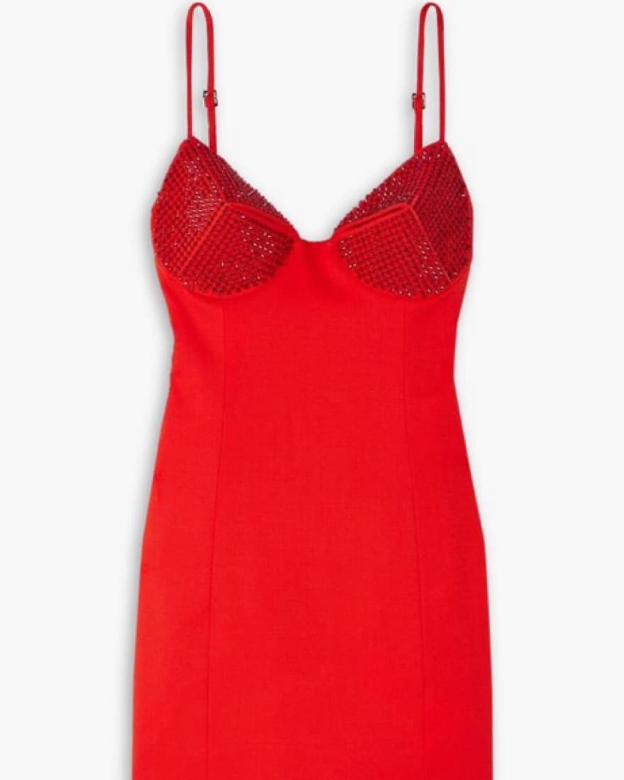 Area Crystal Embellished Red Dress  - Image 1