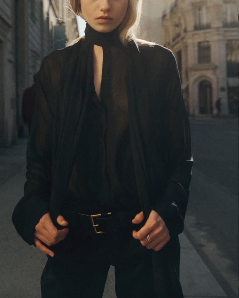 Sheer Black Blouse Scarf - Image 1