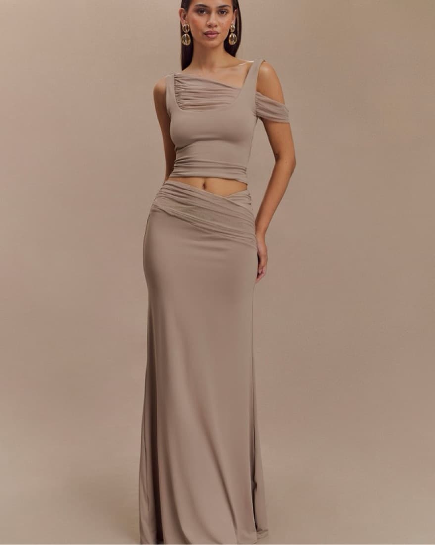 Meshki Tan Top And Skirt Set - Image 1