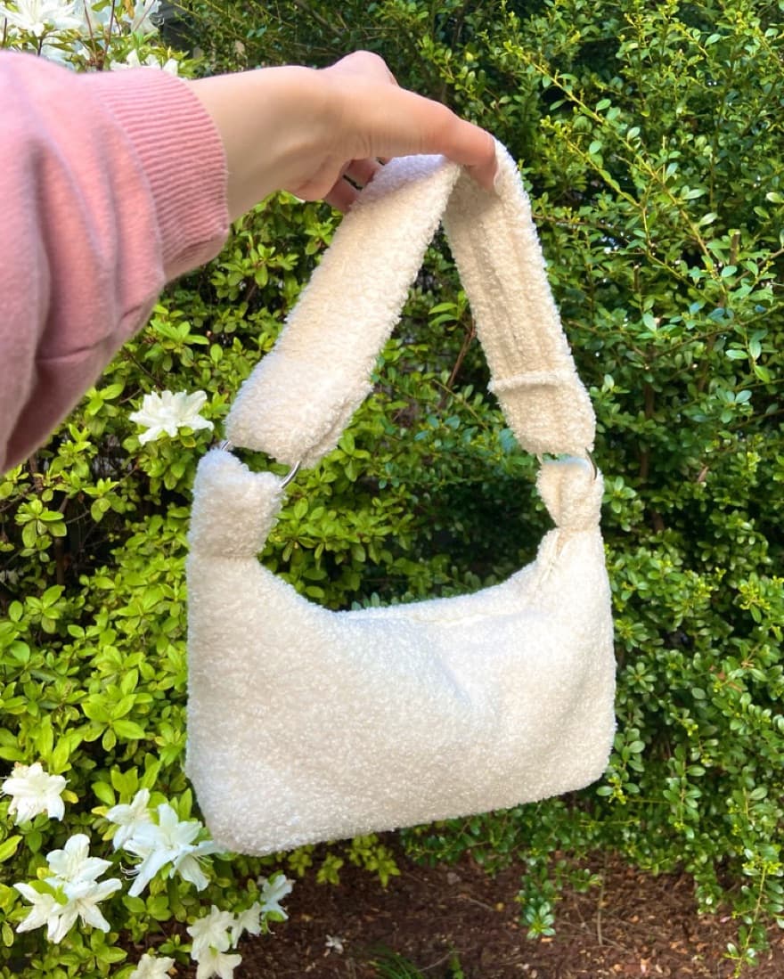 Cream/Off White Teddy Baguette Purse - Image 2