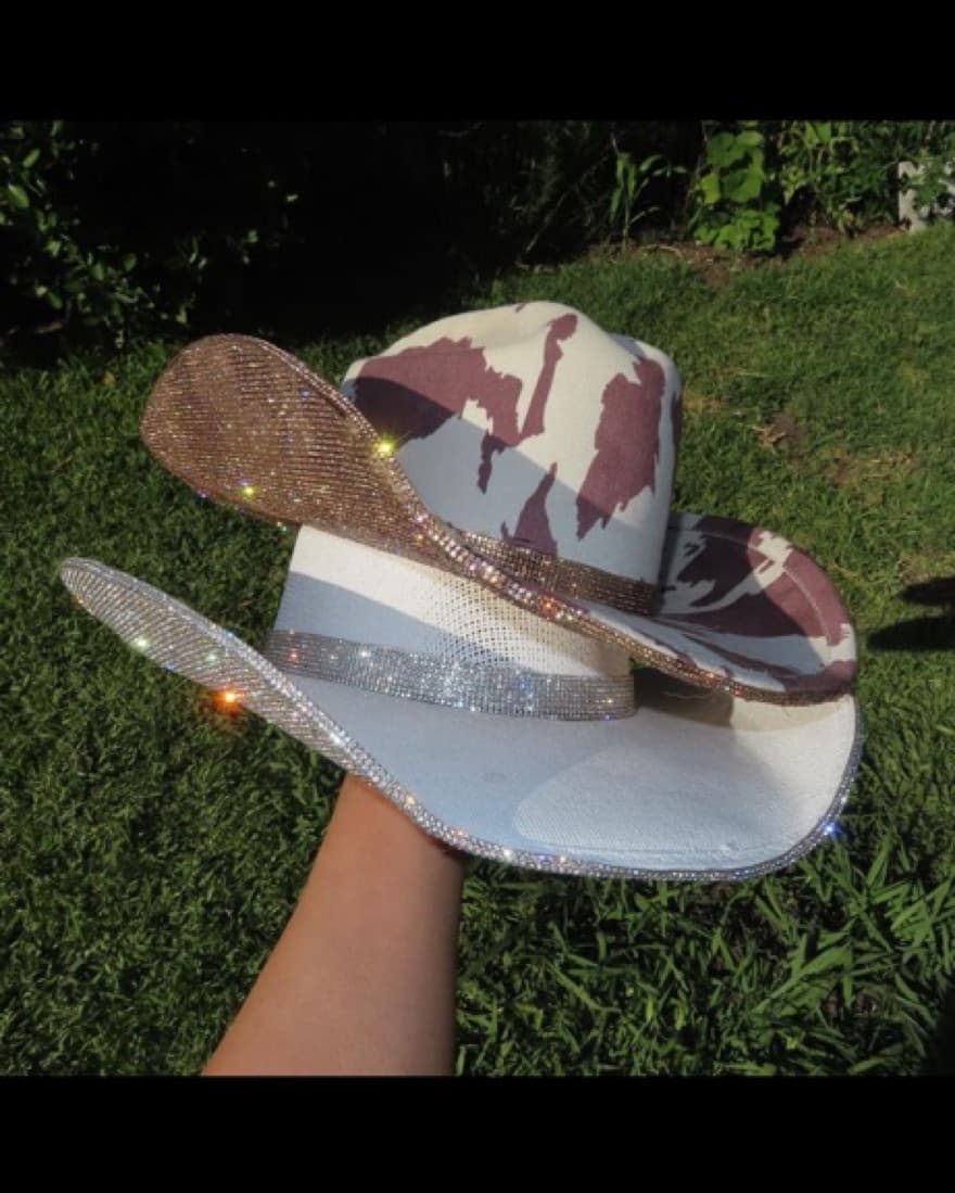 Cow Print Rhinestone Cowboy Hat  - Image 2