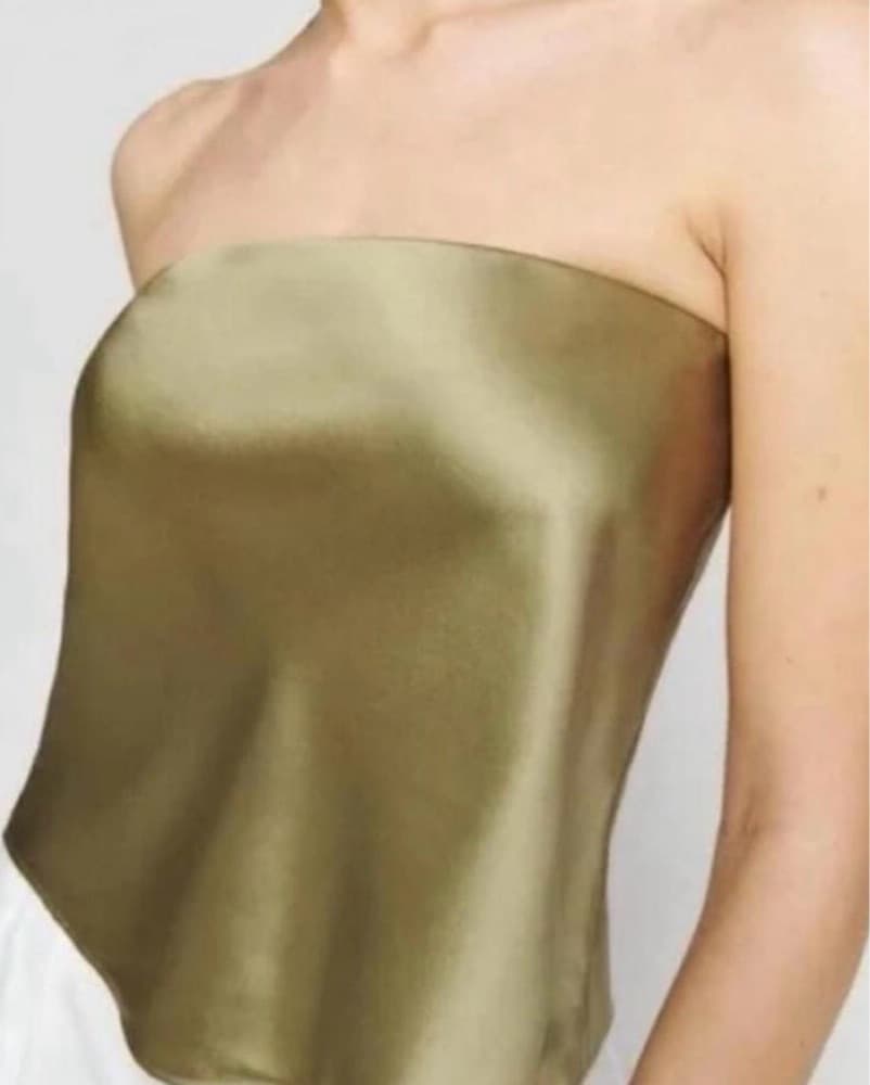 Elegant Olive Strapless Top - Image 2