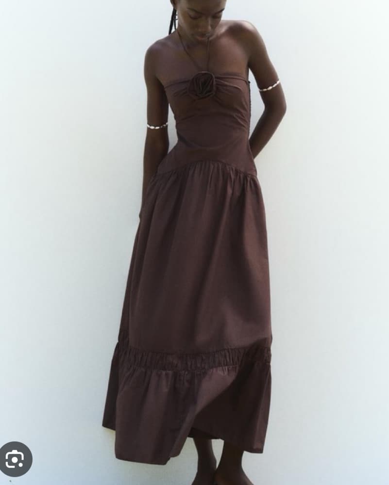 Brown Drop Waist Maxi Dress - Image 2