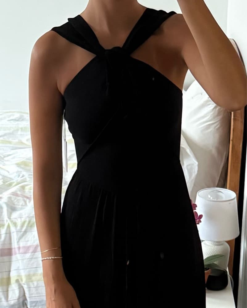 Elegant Black Midi Dress - Image 2