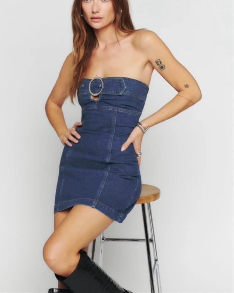 Reformation Mini Denim Dress  - Image 1