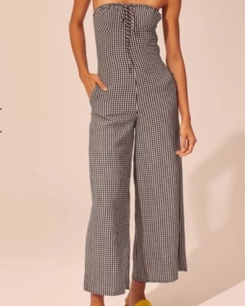solid and striped gingham jumpsuit - Image 1