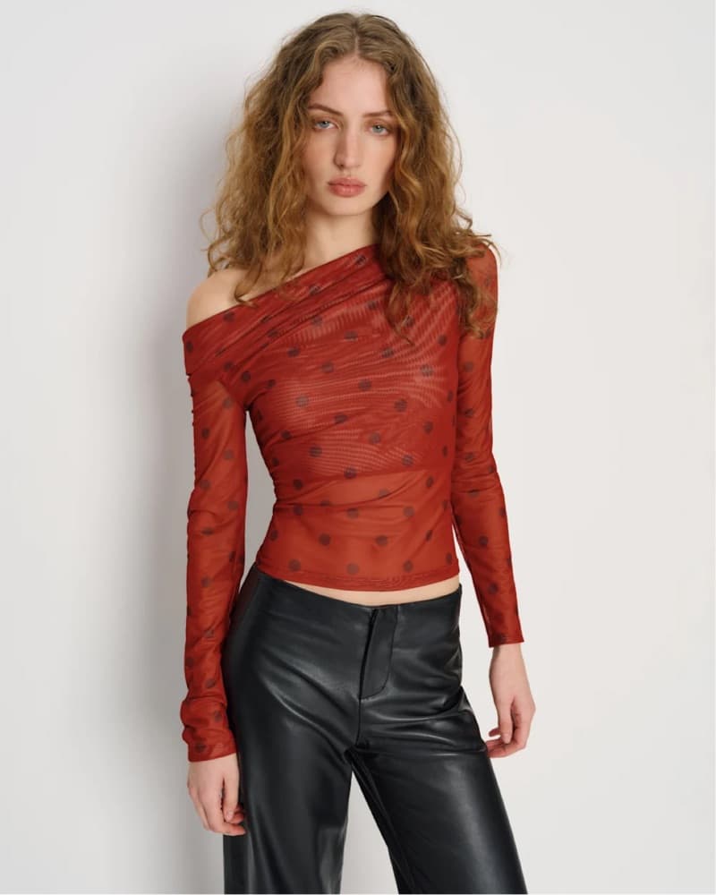 Elio Knit Top Red Polka Dot Reformation - Image 2