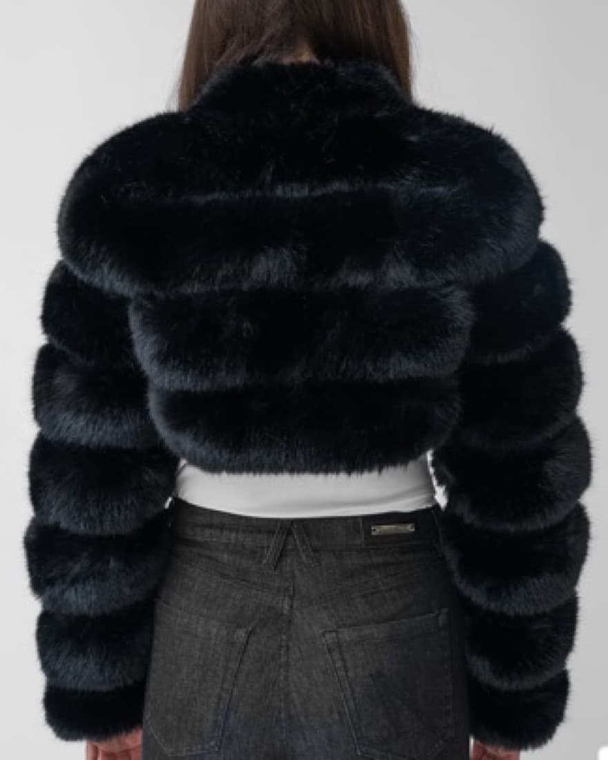 Adrienne Landau Cropped Faux Fur Coat  - Image 3