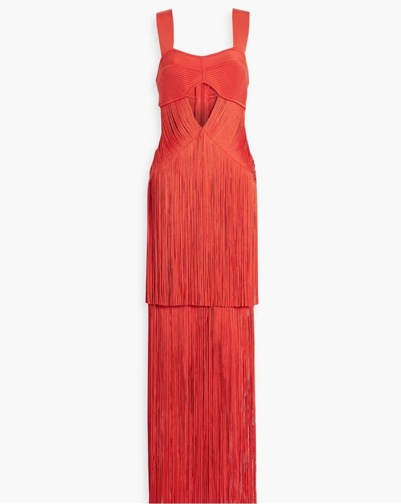 Herve Leger Cutout Fringed Bandage Maxi  - Image 3