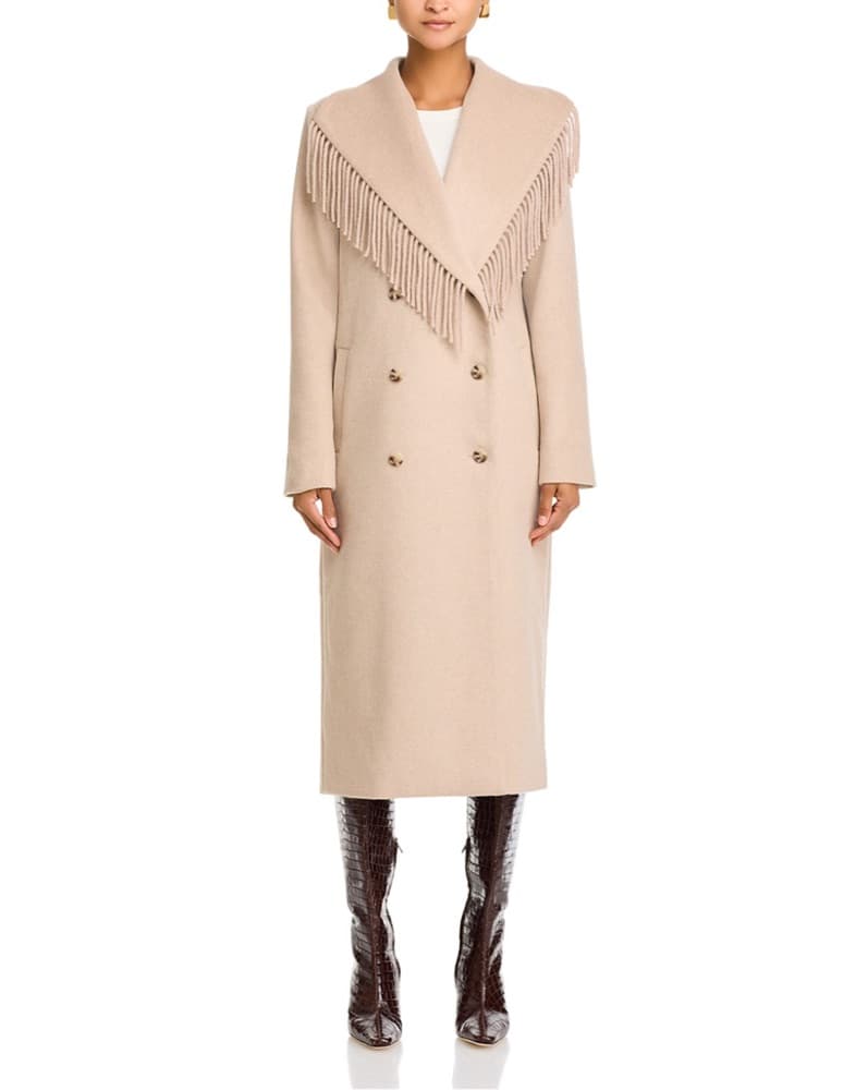 Wayf Beige Greyson Fringe Wool Coat - Image 5