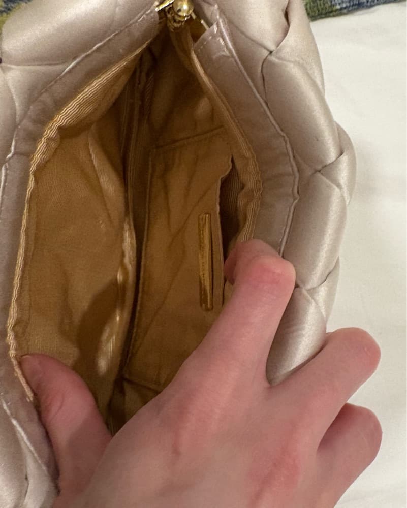 Quilted Satin Clutch with Golden Hardware - Image 4