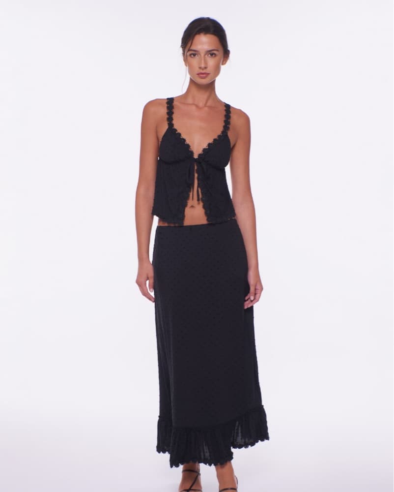 Peixoto Black Lace Trim Skirt Set - Image 1