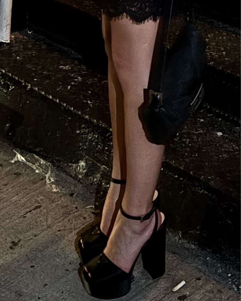 Prada 135 mm Black Satin Platform Heels  - Image 5