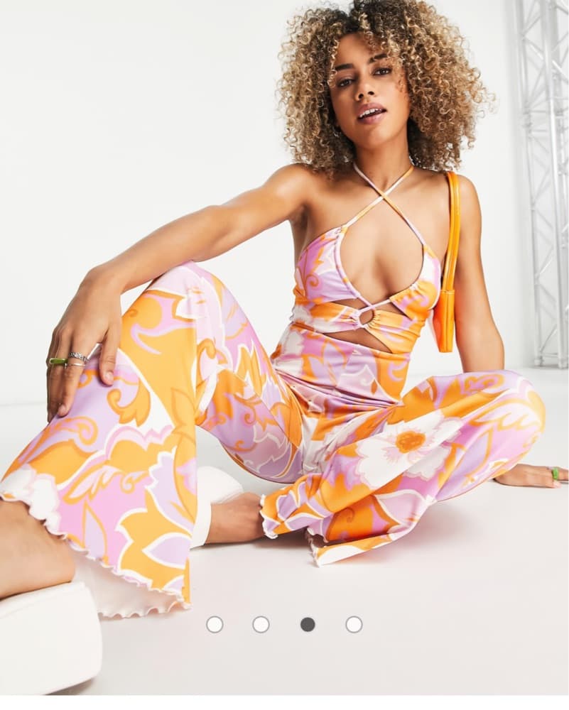ASOS pink orange funky halter jumpsuit  - Image 2
