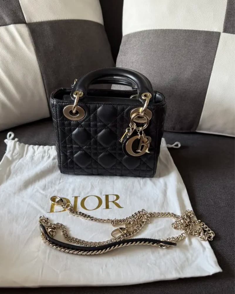 Black Mini Lady Dior with Gold Hardware - Image 1