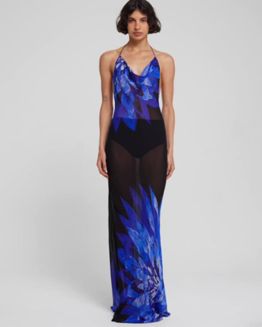 Mesmerizing Blue Floral Maxi Dress - Image 2