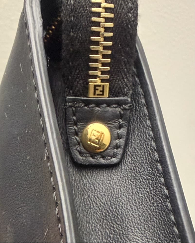 Fendi Black Clutch - Gold & Silver Studs - Image 4