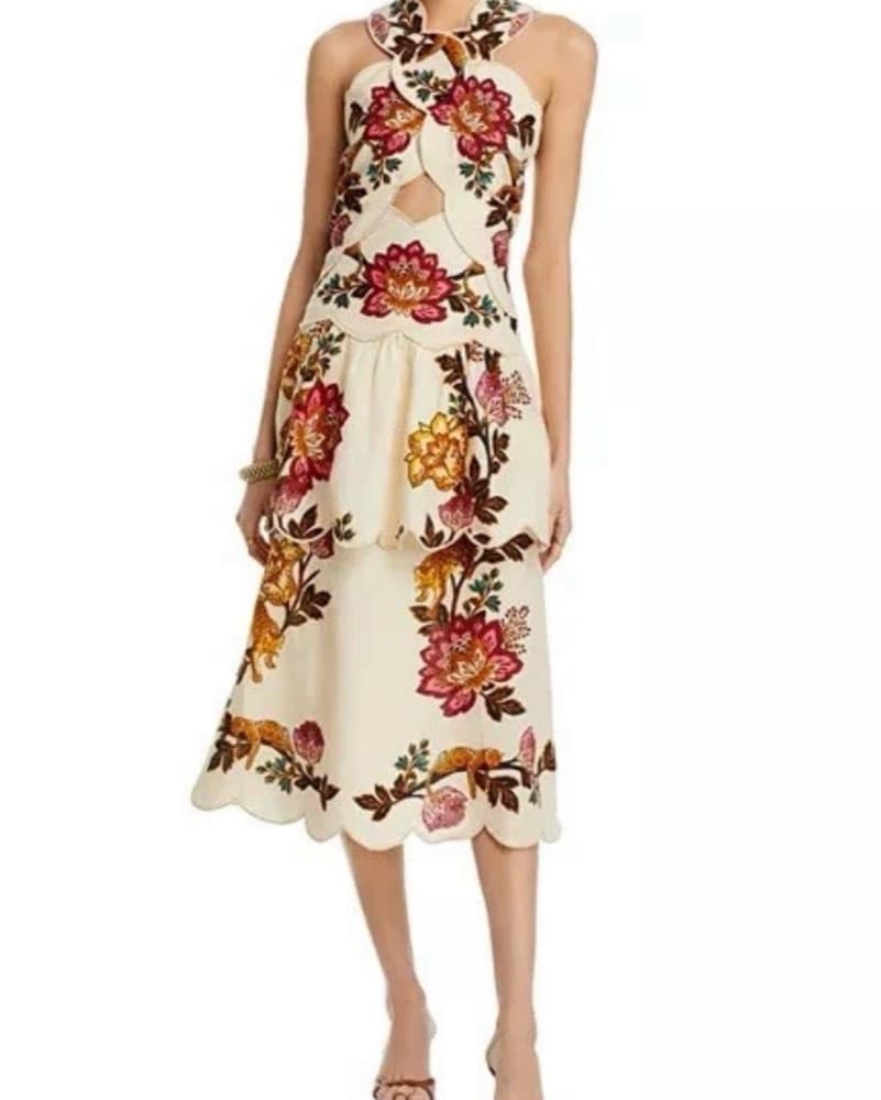 Farm Rio Sand Leopard Flowers Dress - Image 6