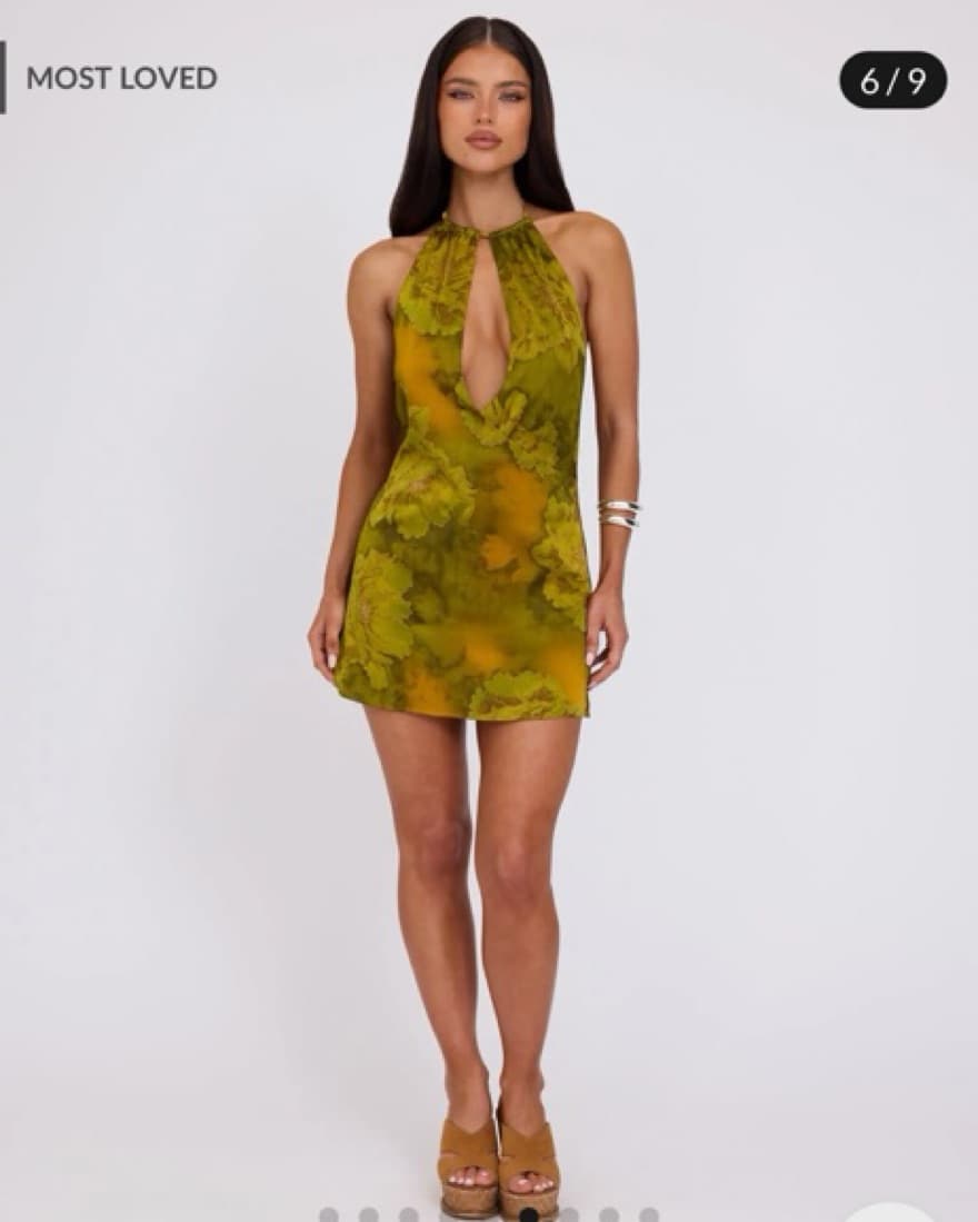 Tiger Mist Monroe Dress Green Floral - Image 3