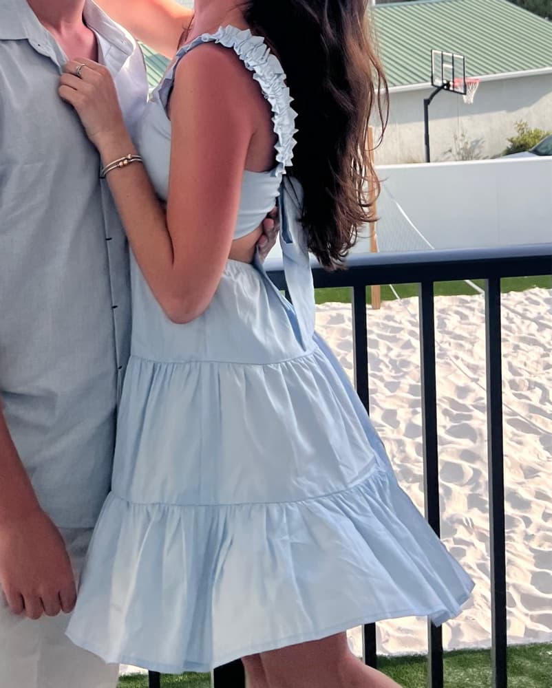 Coastal Ruffle Mini Dress With Bow - Image 3