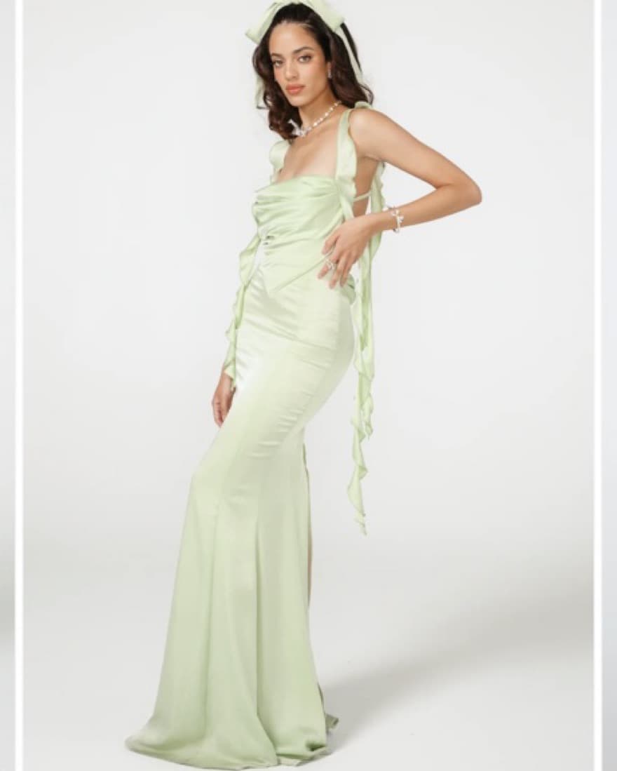 Green Mermaid Ruffle Dress - Image 4
