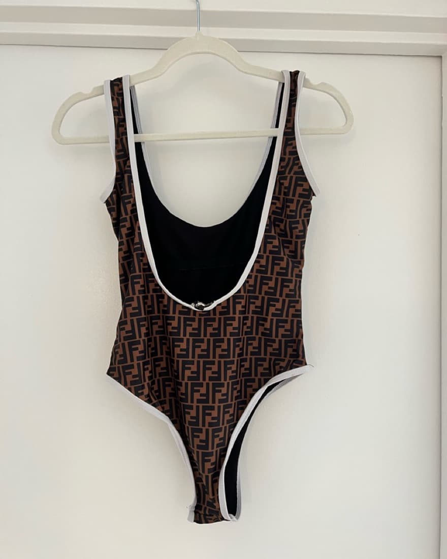 Fendi Brown One Piece Swim Suit  - Image 3