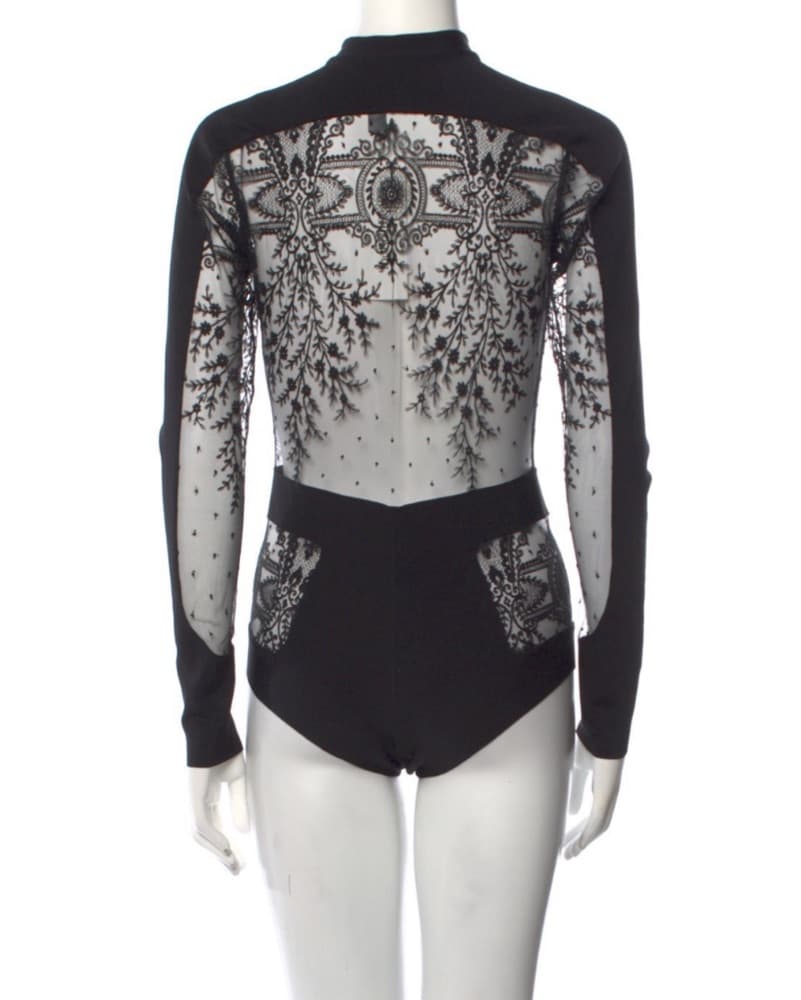 La Perla Black Lace Zip Up Bodysuit XS - Image 3