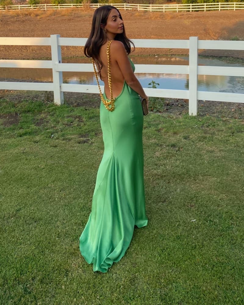 Green Elana Silk Gown - Image 1