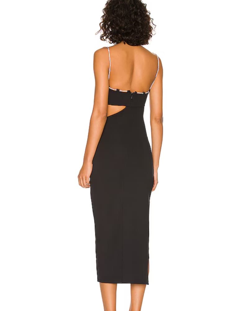 Sleek and Sultry Black Midi Dress - Image 2