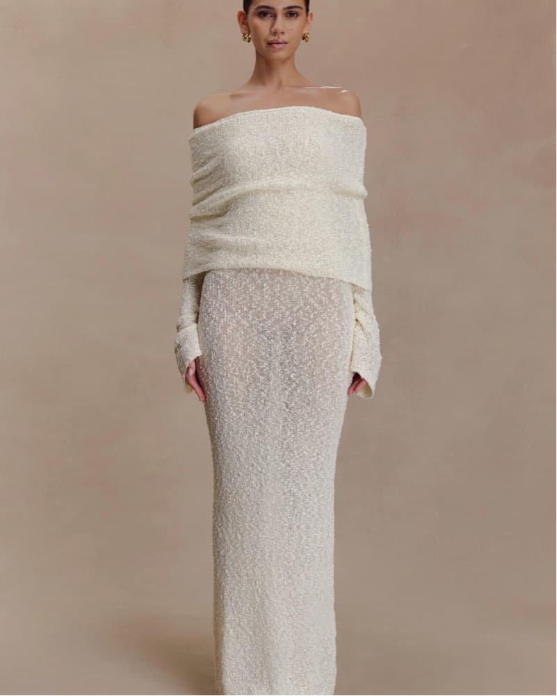 Meshki White Knit Maxi Dress  - Image 1