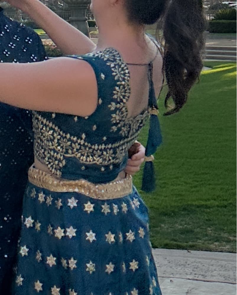 Teal Mulberry Silk Lehenga - Image 3