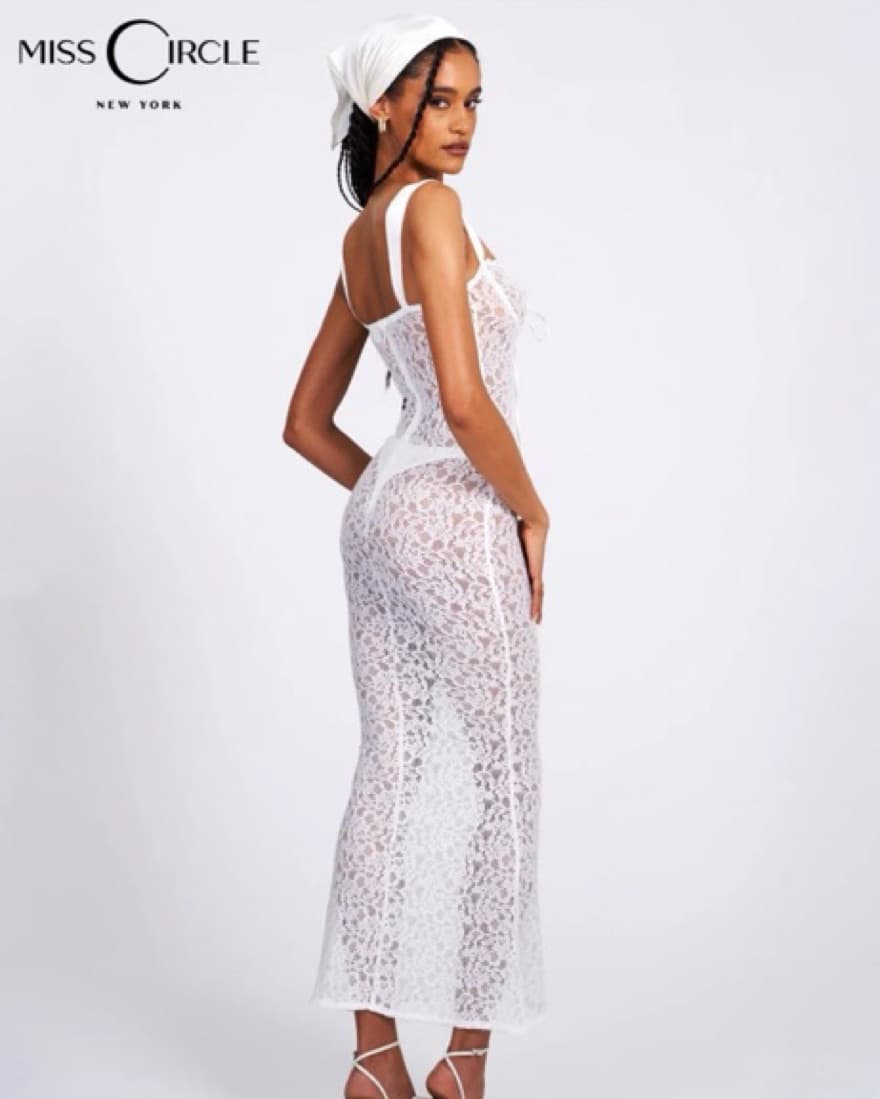 Veronica White Lace Maxi Dress - Image 2