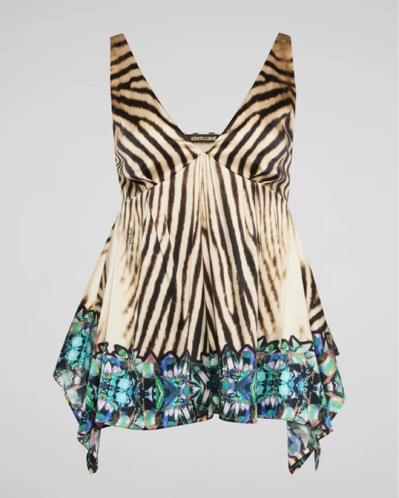 Roberto Cavalli Silk Animal Zebra Top - Image 1